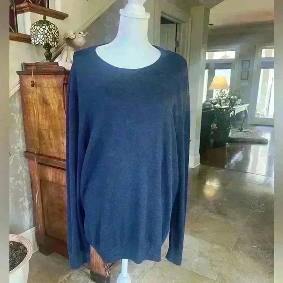 Hawker Rye men’s Cashmere Blend navy crew neck sweater Large. - Picture 7 of 7